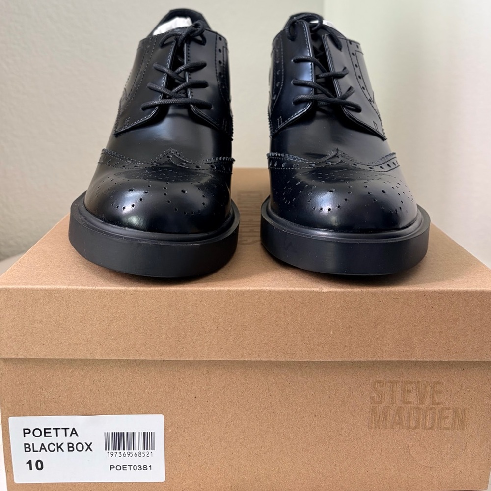 NIB Steve Madden Poetta Oxford Shoes in Black Box - Picture 5 of 5